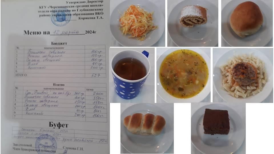 Меню питания. Первая неделя. Вторник.